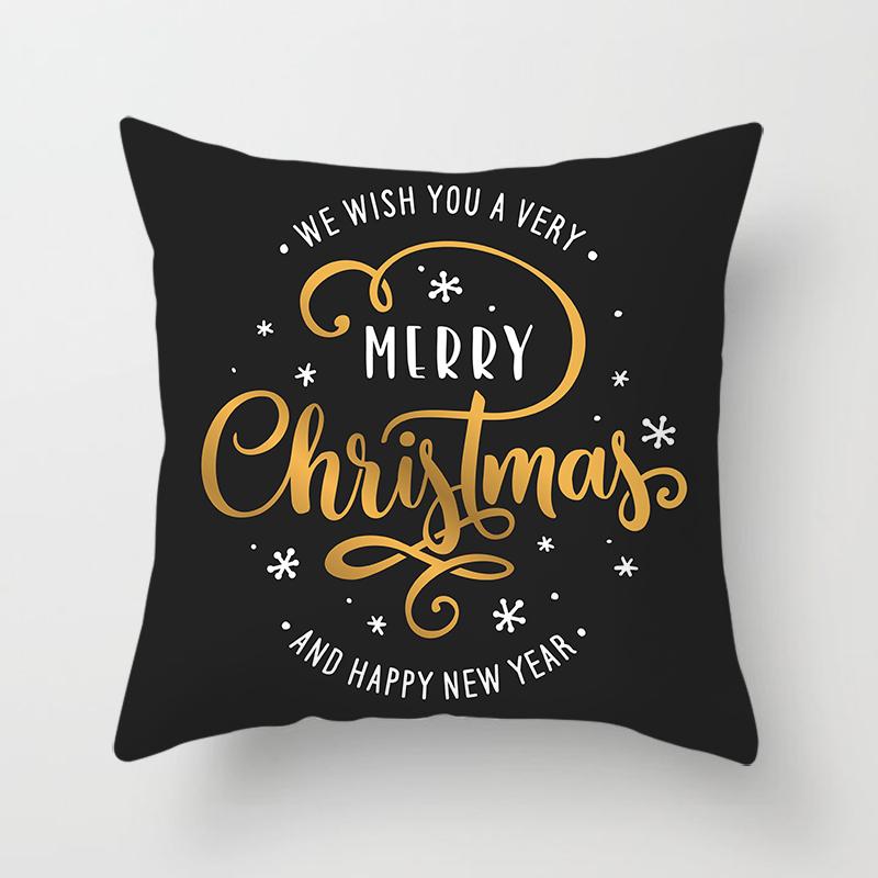 Merry Christmas Printed Pillowcase Christmas Style Cushion Cover Home Sofa Decor Throw Pillowcase