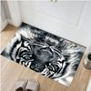2D Flat Black White Tiger Face Close Up Realistic Flannel Area Rug Non Slip Wild Animal Carpet For Living Room Bedroom Floor