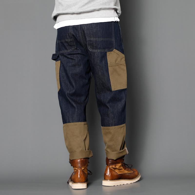 2024 Men's High-End American Straight-Leg Jeans: Loose, Versatile, Trendy, Multi-Pocket Stitching for Autumn & Winter.