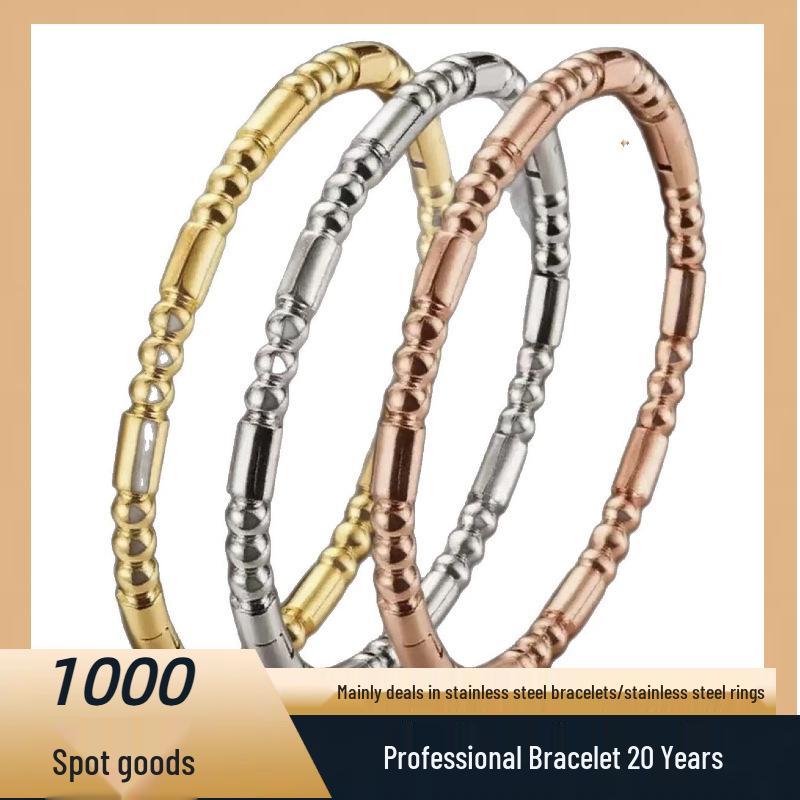Bamboo Titanium Stainless Steel Women's Bracelet - High-End, Non-Fading Design