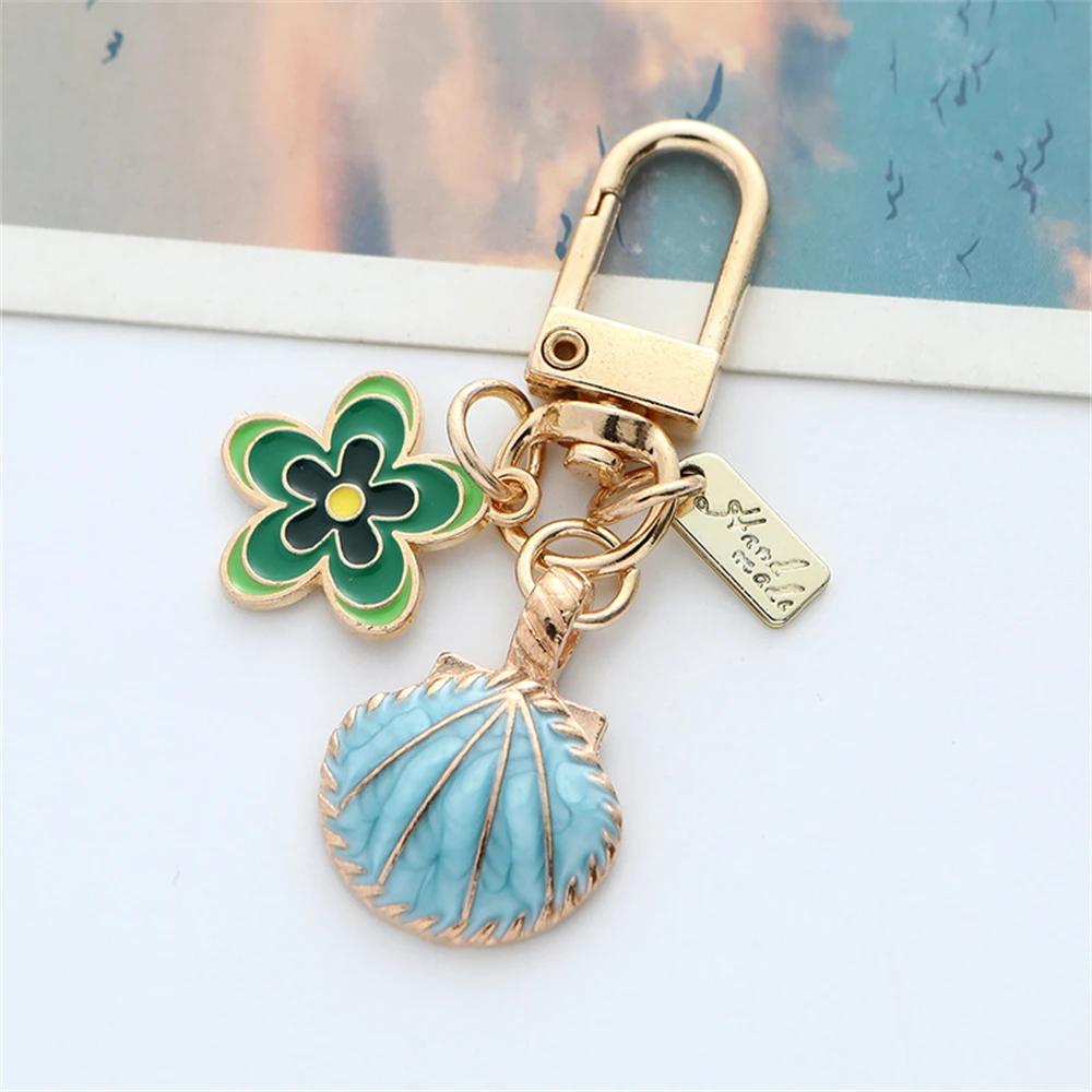 New Colord Enamel Cherry Blossom Keychains Sweet Flower for Women Car Bag Pendant DIY Handmade Jewelry Gift Bag Charm