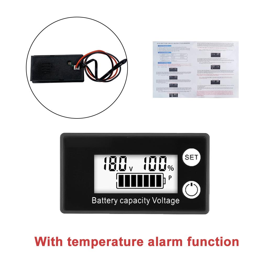 DC 8-100V Batterie Spannungsmonitor Messgerät mit Alarm Lithium-Ionen Kapazitätsanzeige LCD-Display für Blei-Säure Ternäre Eisenbatterie