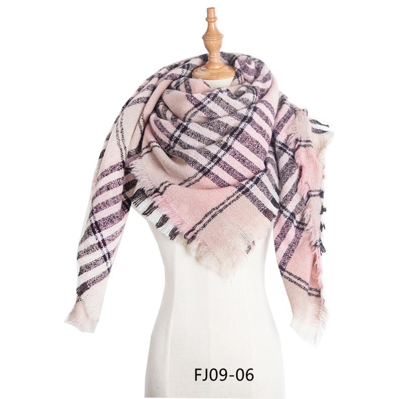 Jesienny i zimowy nowy okrągły szalik z poliestru z kolcami z wełny dwustronny w kratkę w kolorze kwadratowym szalik damski