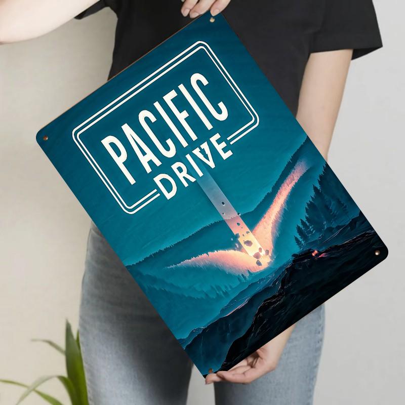 

Pacific Drive Game Theme Metal Iron Painting Living Room Study Decorative Wall Art 20x30cm（7.8x11.8inch）
