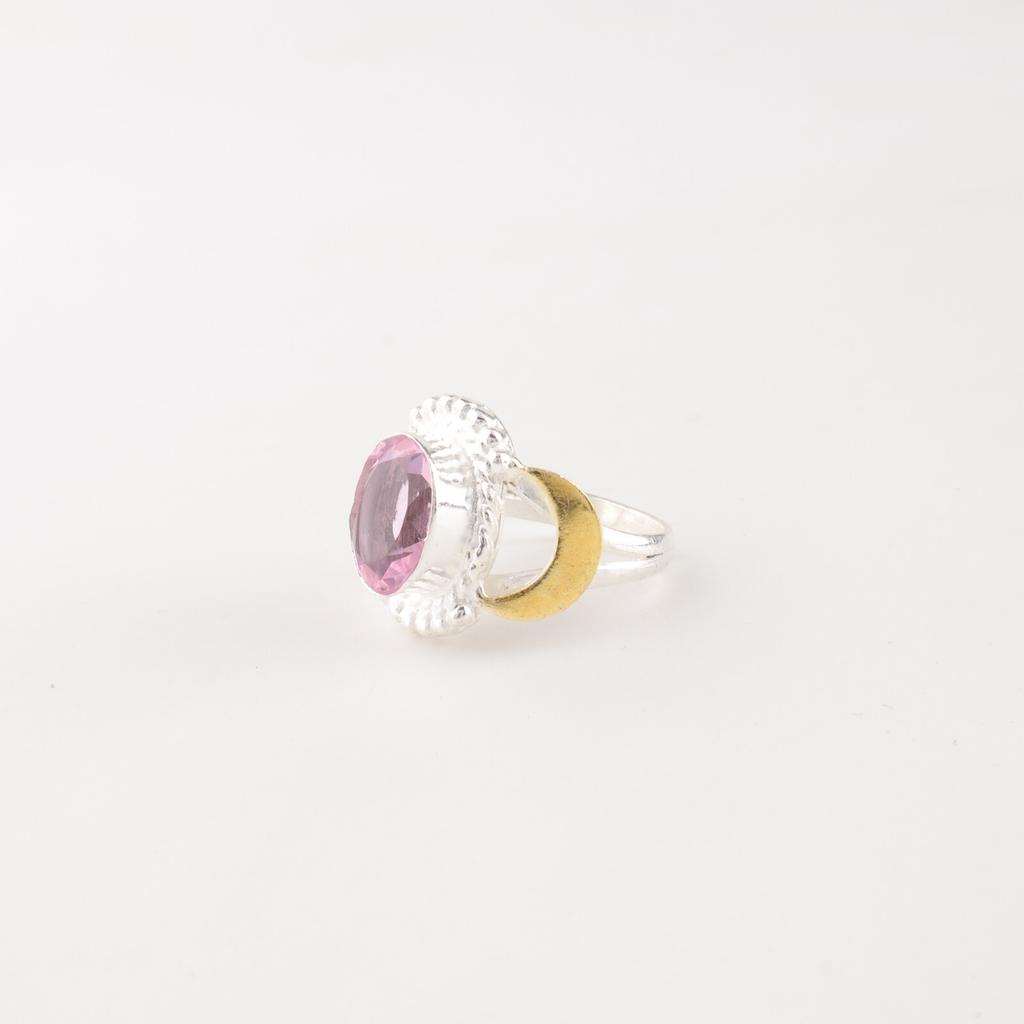 Morganite Gemstone 925 Stamped Silver Jewelry Handcrafted Designer Ring For Gift RR-61-3