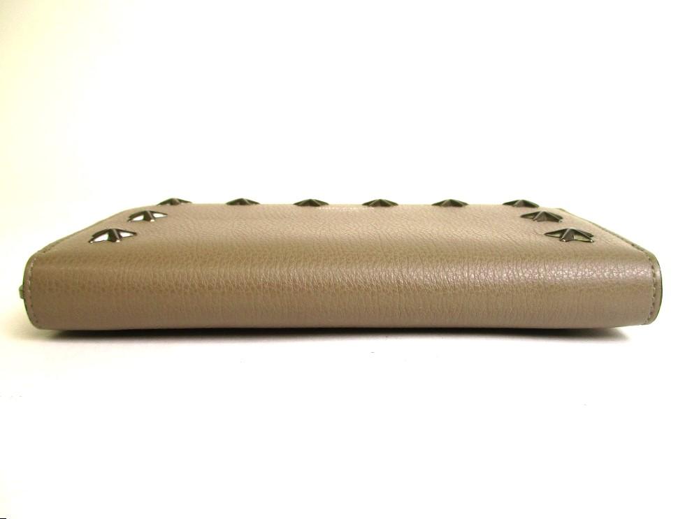 Authentic Jimmy Choo Metal Stars Taupe Leather Round Zip Wallet CARNABY #9979  Refurbished