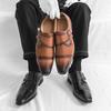 Men's British Pointed Leather Shoes Men's Young Gentlemen's Dress Buckle Small Leather Shoes Suit Shoes Tide Pair 2025
