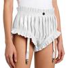 Women's Wet Look PU Leather Briefs S-3XL: Ruffled Trim Ruched Bloomer Shorts with Garter Clips Glossy Nightwear for Nightclub Rave Party