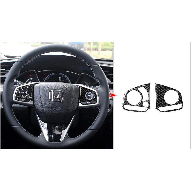 Carbon Fiber Car Steering Wheel Button Trim Cover Frame Stickers For Honda Civic 2016-2019 Car Styling Accessories