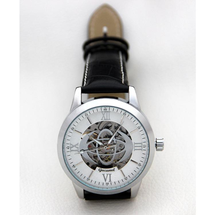 GUCAMEL Herren-Mechanische Uhr, Römische Ziffern, Perforierte Mechanische Uhr, Herren-Mechanische Uhr