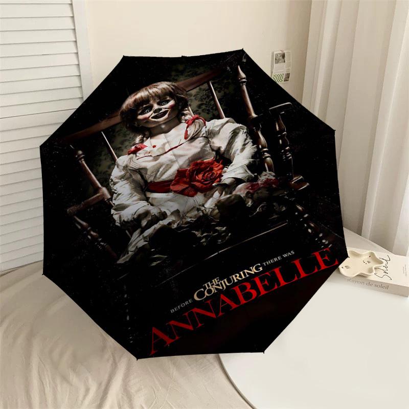 

1pc ANNABELLE CONJURING Automatic Open/Close Umbrella Compact Folding Umbrella with 8-Rib Shaft lightweight esign, for Women/Men1156A