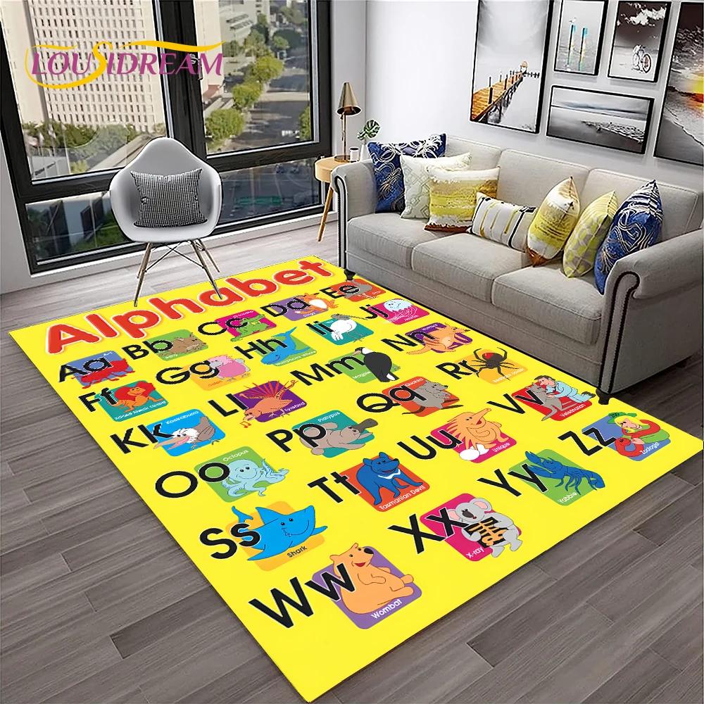 Alphabet ABC Early Education Cartoon Kids Playroom Children Crawling Rug Carpet for Living Room Bedroom Decor,Non-slip for Sofa