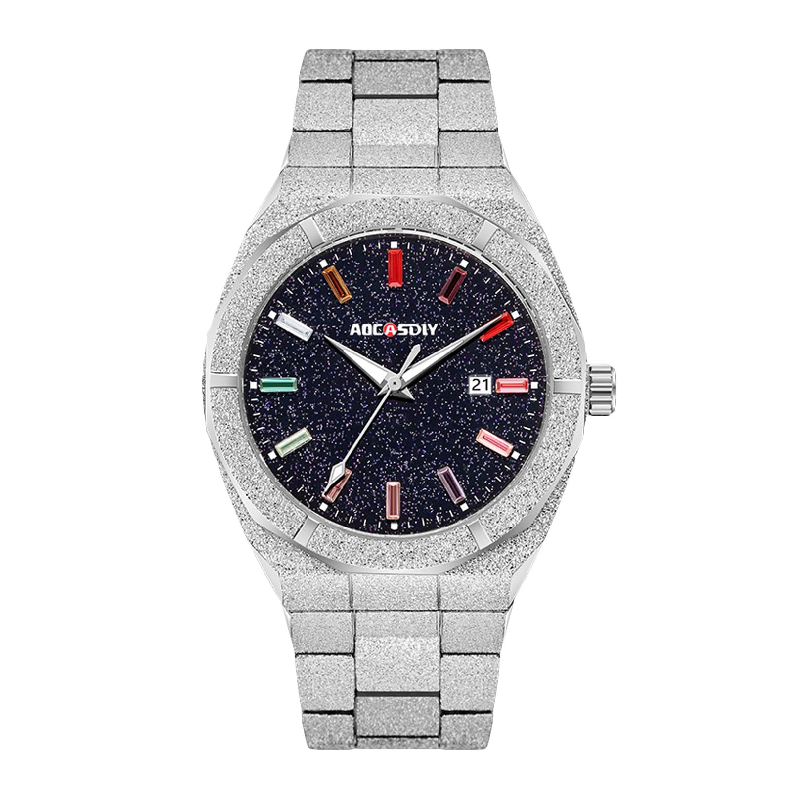 

RORIOS Wristwatch with Date and Sparkling Quartz Popular and Stylish for Job and Men s Display, Waterproof, Movement, Work, Casual, Business, белый