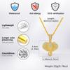 Fashion Hip Hop Full zircon Elephant Pendant Necklace, Gold Color Alloy Stainless Steel Chain Necklace,Rock Punk Jewelry for Men