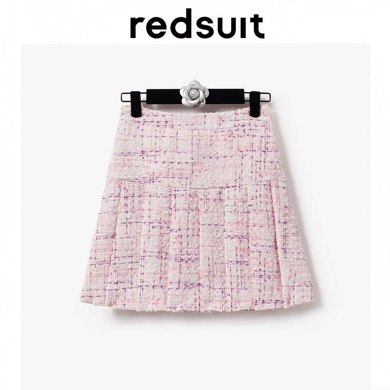 

Redsuit French Gold Elegant Pink Thin Tweed Stylish Exquisite Tops + Skirt Anti-Aging Outfits Yingying Peach Powder (overskirt)-B897 L In Stock