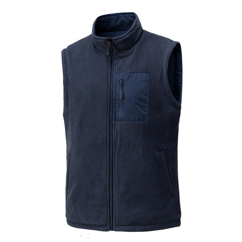 Autumn and Winter Men's Fleece Vest with Fleece To Keep Warm and Casual Vest, Wear Multi-pocket Vest On Both Sides As A Base