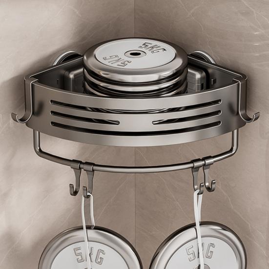 Suport de colț cu ventuză Triunghiular Suport de colț pentru duș Fără găurire Organizator de baie reglabil cu bară pentru prosoape Suport de depozitare pentru duș Bucătărie