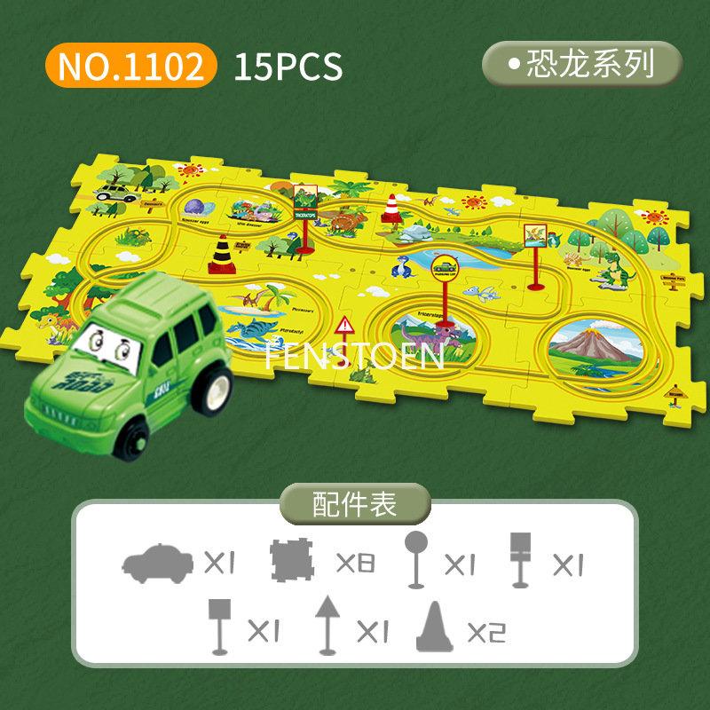 Children Puzzle Electric Railroad Speeder Diy Assembly Electric Car Automatic Rail City Scene Construction Education Toy Gift
