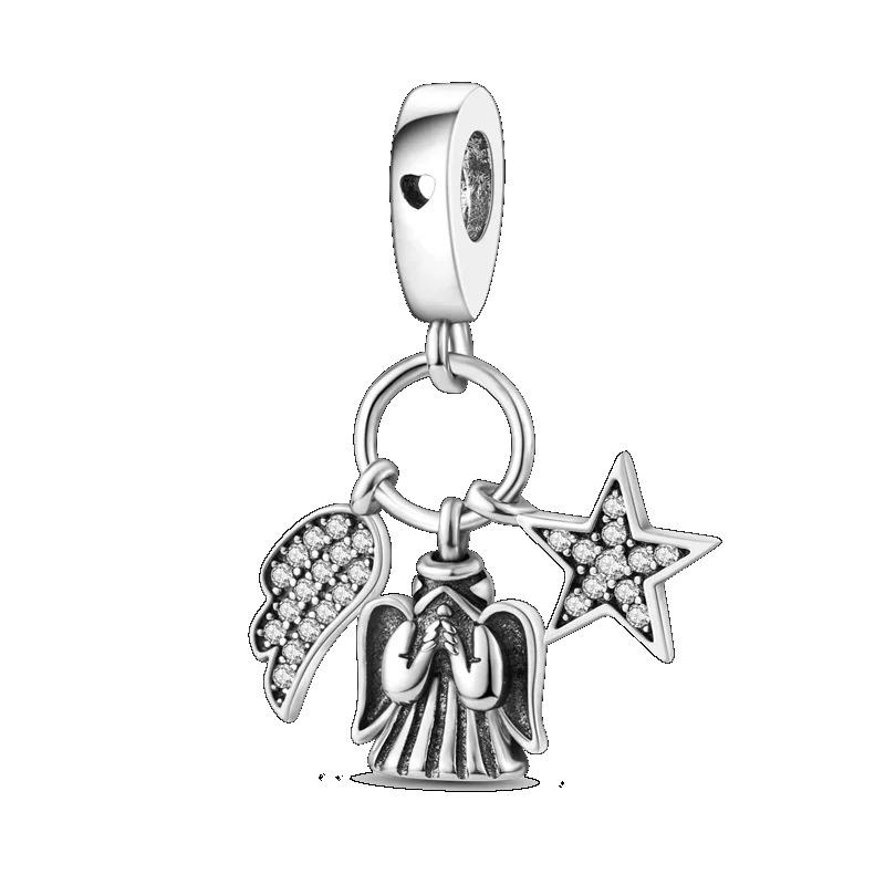 925 Silver Heart Mum Dangle Dream Catcher Charm DIY Jewelry For Women Original Bracelet Beads