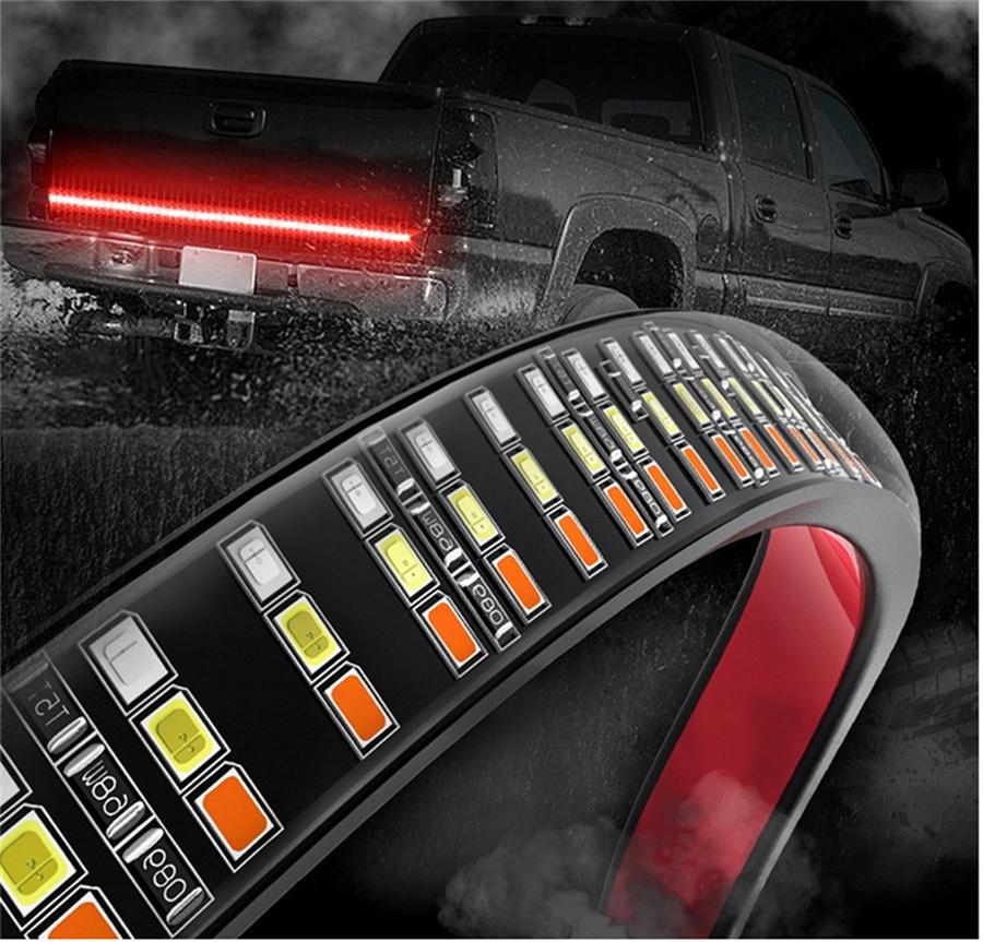 48" Triple Row LED Tailgate Light Bar with Amber Turn Signal, Red Brake/Running, White Reverse Lights - Weatherproof