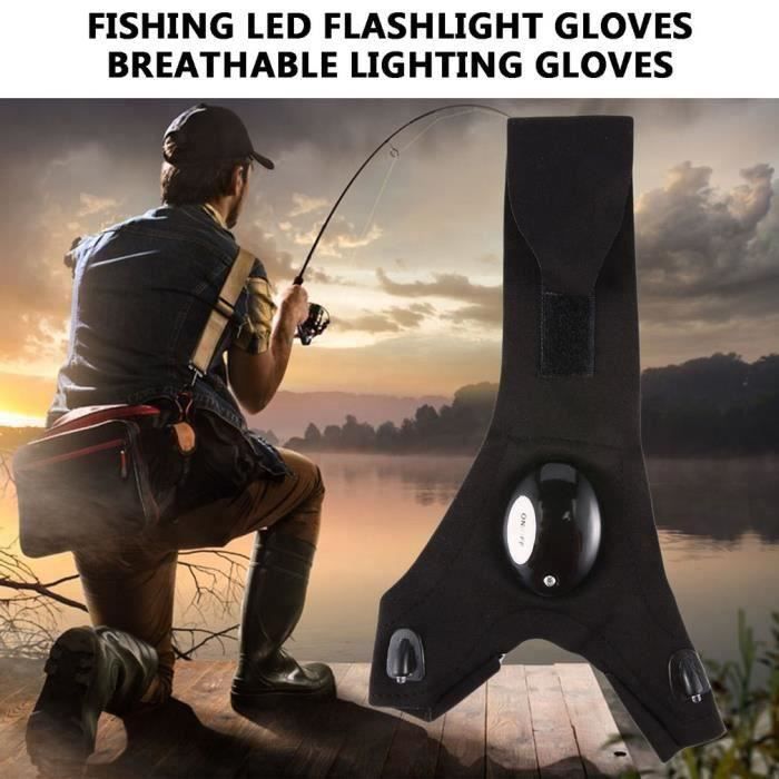 Goodman-pêche led lampe de poche torche gant respirant éclairage gants gauche