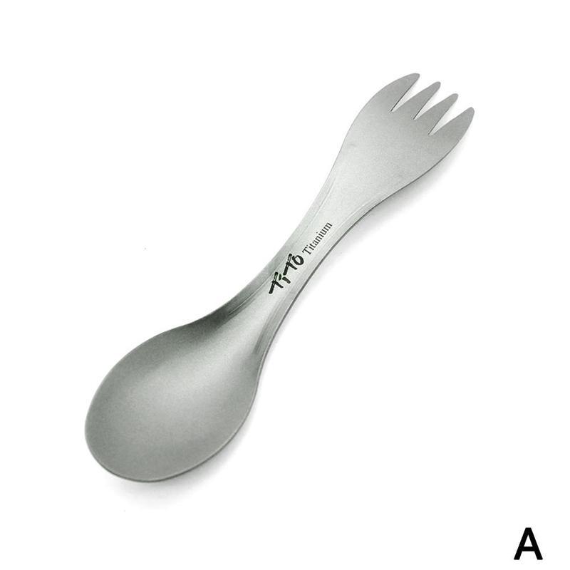 Outdoor Camping Picnic Titanium Spoon Tableware Fork Portable Lightweight Spork Titanium Alloy Spoon Fork Picnic Tourist Dishes