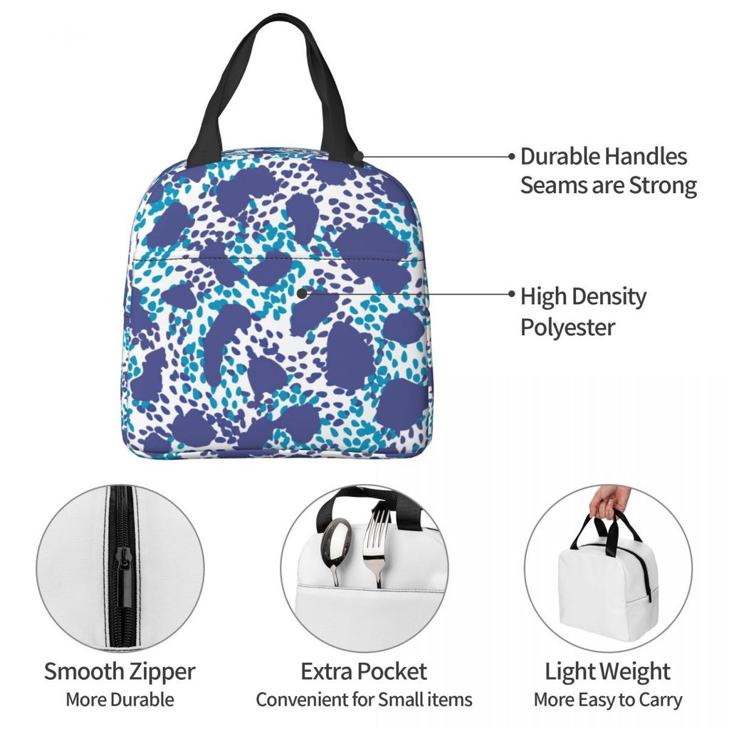 Leopard Animal Fur Printing Insulated Lunch Bag Leakproof Lunch Container Cooler Bag Tote Lunch Box Office Travel Food Handbags