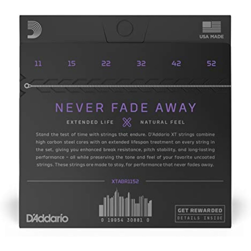 D'Addario Daddario Acoustic Guitar Strings XT Coated Strings 80/20 Bronze Custom Light .011-.052 ...