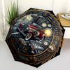 Steampunk Classic Road Trip Pattern Umbrella, Portable and Foldable Design, 8 Ribs, a Casual Accessory for Halloween, Christmas, and Birthday Gifts.