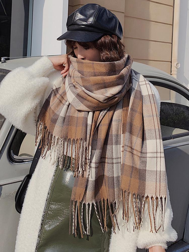 New Free  Cashmere Women Scarf Winter Plaid Fringed Scarve Pashmina Mujer Femme Foulard Bufanda Long Wrap Shawls Unisex