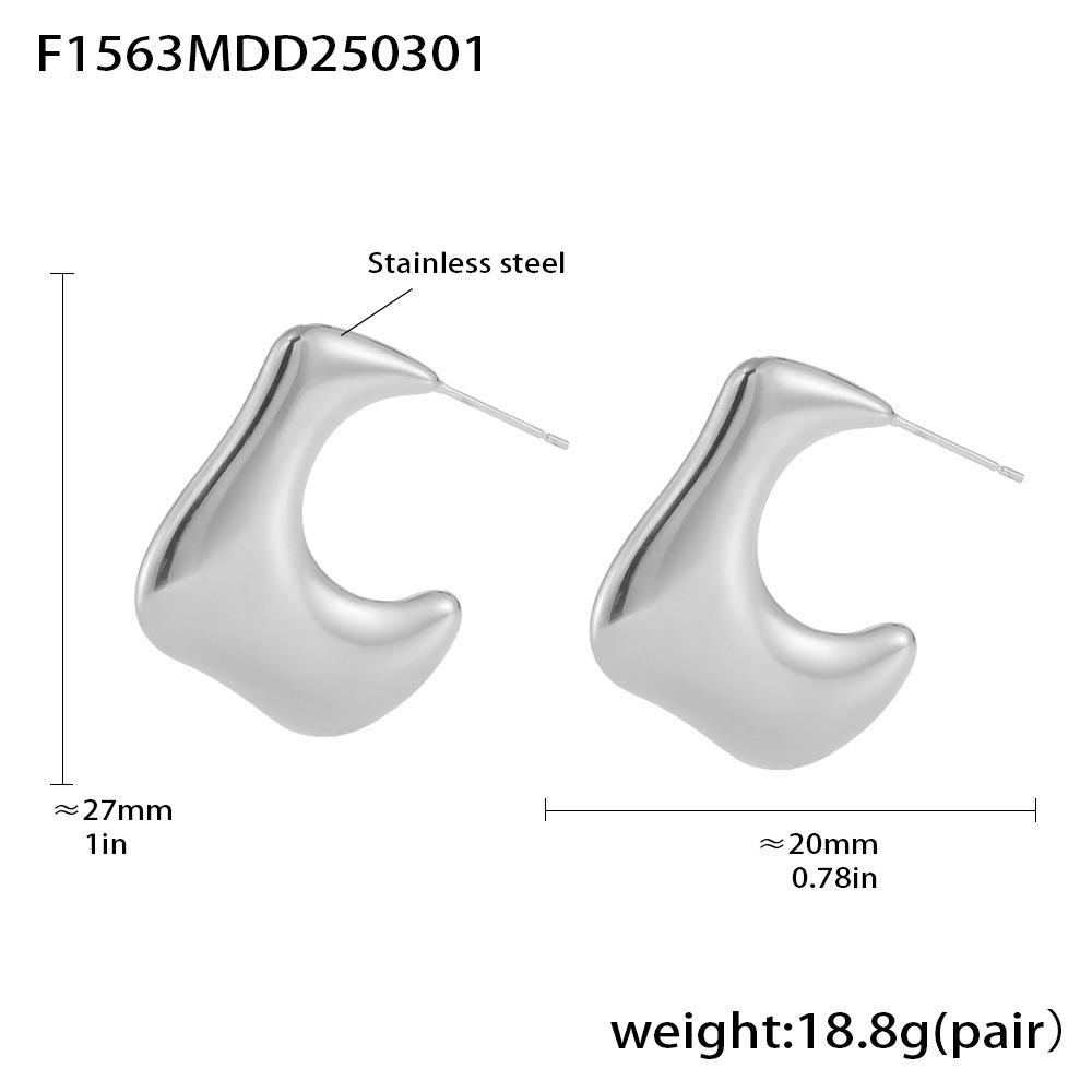 Qiong Yao Geometric Twisted Stainless Steel Earrings - Cool, Colorfast Design
