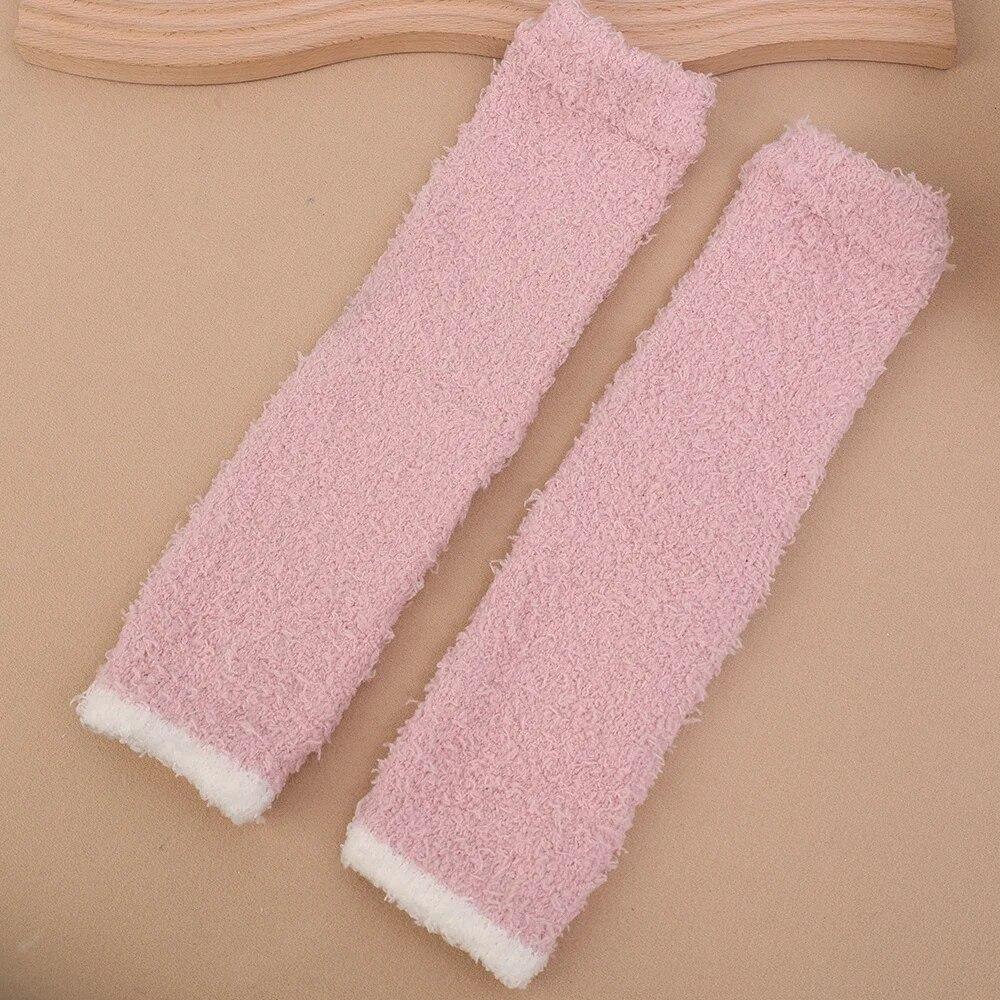 Winter Knee Protection Thickened Plush High Elasticity Leg Warm Sleeves Coral Fleece Cold-proof Soft Leg Warmer