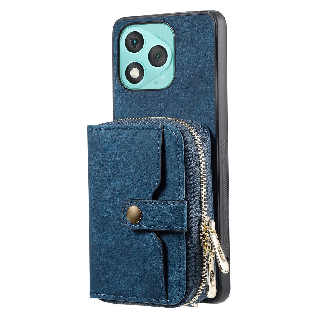 Für Honor 400 Lite Handy-Rückseite aus PU-Leder mit Reißverschluss-Kartenhalter und langem Riemen