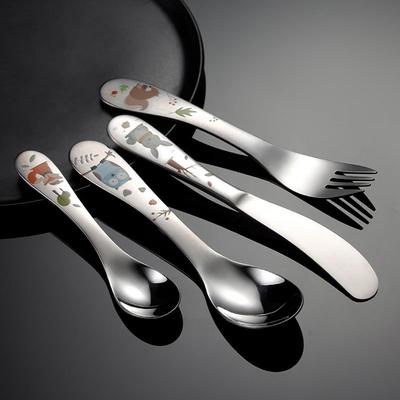 1/4 buc Tacâmuri pentru copii din oțel inoxidabil Model de desene animate Sculptură Veselă pentru copii Set lingură furculiță drăguț Tacâmuri pentru bebeluși Hrănire