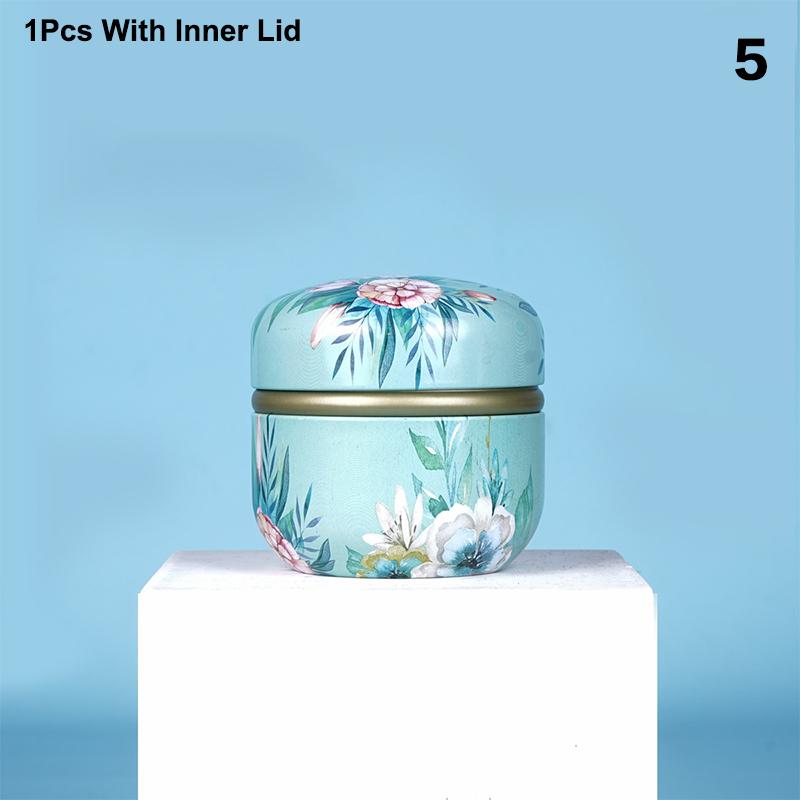 Tea Caddy Tea Box Containers Candle Cans Coffee Candy Snacks Sealed Iron Jars Floral Pattern Small Portable Storage Boxes