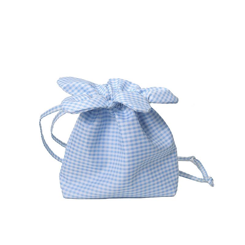 

Милая маленькая сумка через плечо с цветком, небольшая свежая сумка для мобильного телефона, простая переносная клетчатая сумка для ходьбы, тканевая сумка для хранения всякой всячины синий