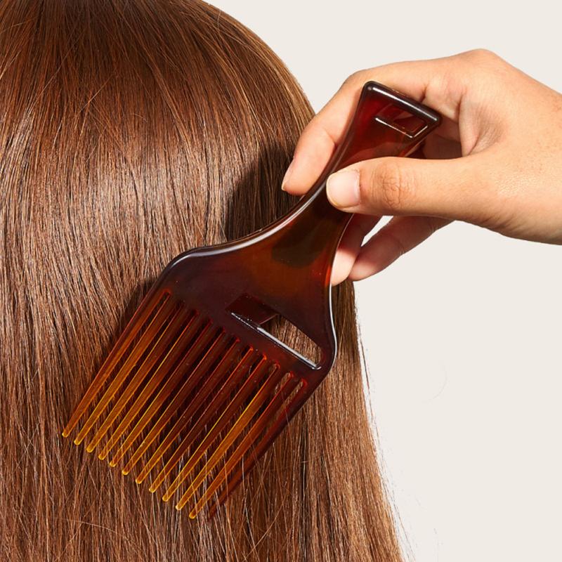 Amber-color Men Long Teeth Flat Fork  Comb Comfortable Handle Antistatic Hairbrush Salon Hair