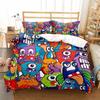 Graffiti Duvet Cover Set Cute Hip Hop Style Polyester Comforter Cover with Pillowcase Queen Full Size for Kid Teen Bedding Set