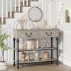 Narrow Entryway Console Table with Storage Behind Couch Table Industrial Home Furniture for Hallway Living Room Foyer Bedroom
