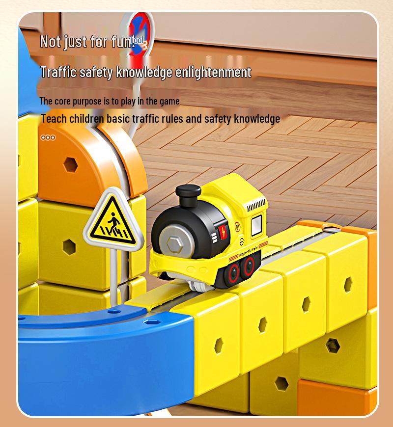 Magnetic Track Car Roller Coaster Blocks: Anti-Gravity Electric Train Assembly Toy