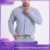 Men's Non-Iron, Anti-Wrinkle Long-Sleeve Cardigan Shirt, Large Size, Stretchable Fabric.