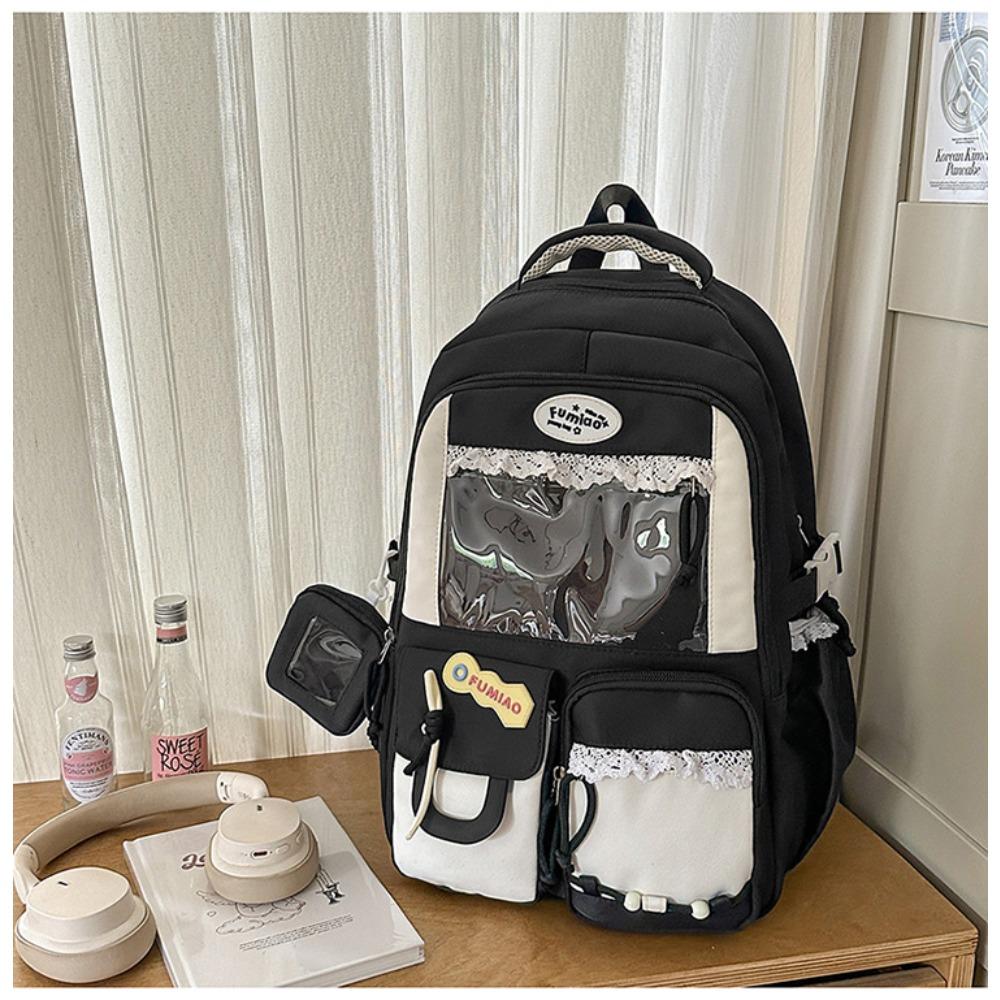 School bag ins high value large capacity transparent pain bag cute junior high school student computer backpack high school student backpack tide