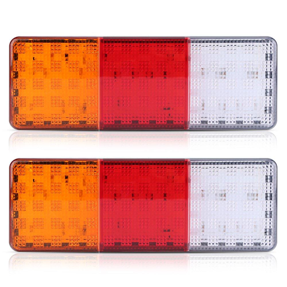 Akozon 12V Rear Tail Brake Reverse Waterproof Tail Light Indicator Lamp for Boat 2-Piece 75-LED Truck, Trailer,