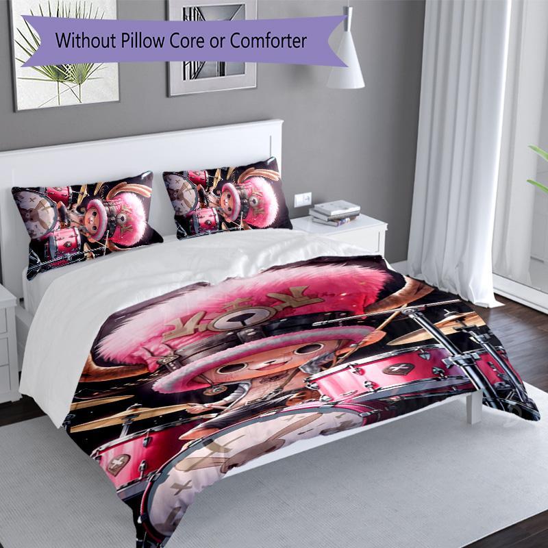 3pcs One Piece Tony Tony Chopper pattern bedding set duvet cover set includes duvet cover &pillowcases, perfect all season bedroom decoration & gift