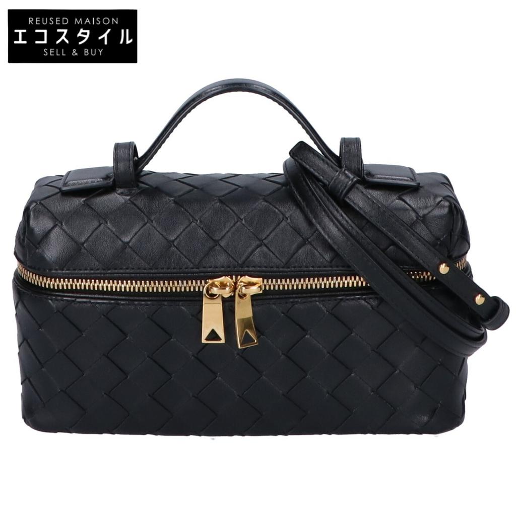 BOTTEGA VENETA 789109V3IV18425 Bang Bang Intrecciato Vanity Case Shoulder bag blackUsed