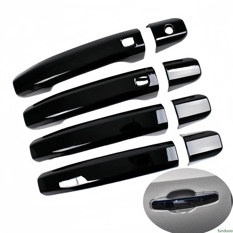Door Handle Cover For Chevrolet Silverado GMC Sierra 2015- Glossy Black Carbon Fiber Chrome Car Trim Styling Accessories