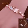Lovely Cat Pendant Women Ladies Opal Crystal Stone Bangle Bracelet Chain Charm Jewelry