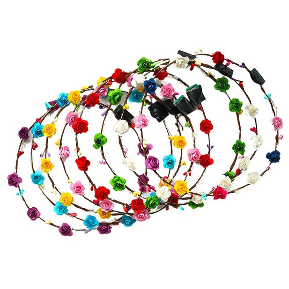 LED Light Simulation Flower Hairband Wreath Headband Flower Crowns Beach Headband Glowing Wreath