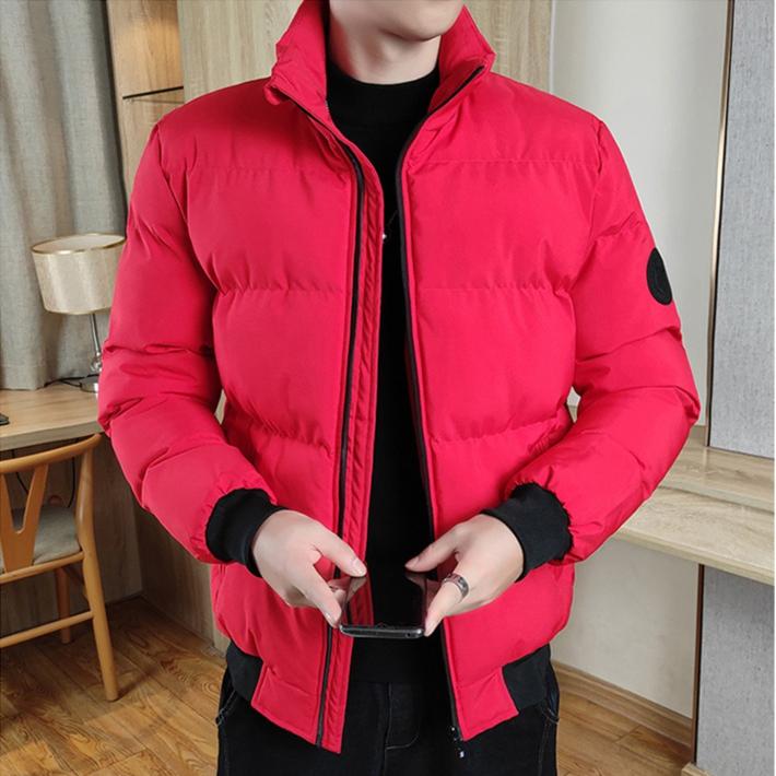 Men's Down Jacket Thickened and Warm Cotton Jacket for Autumn and Winter Pure Color Loose Down Jacket