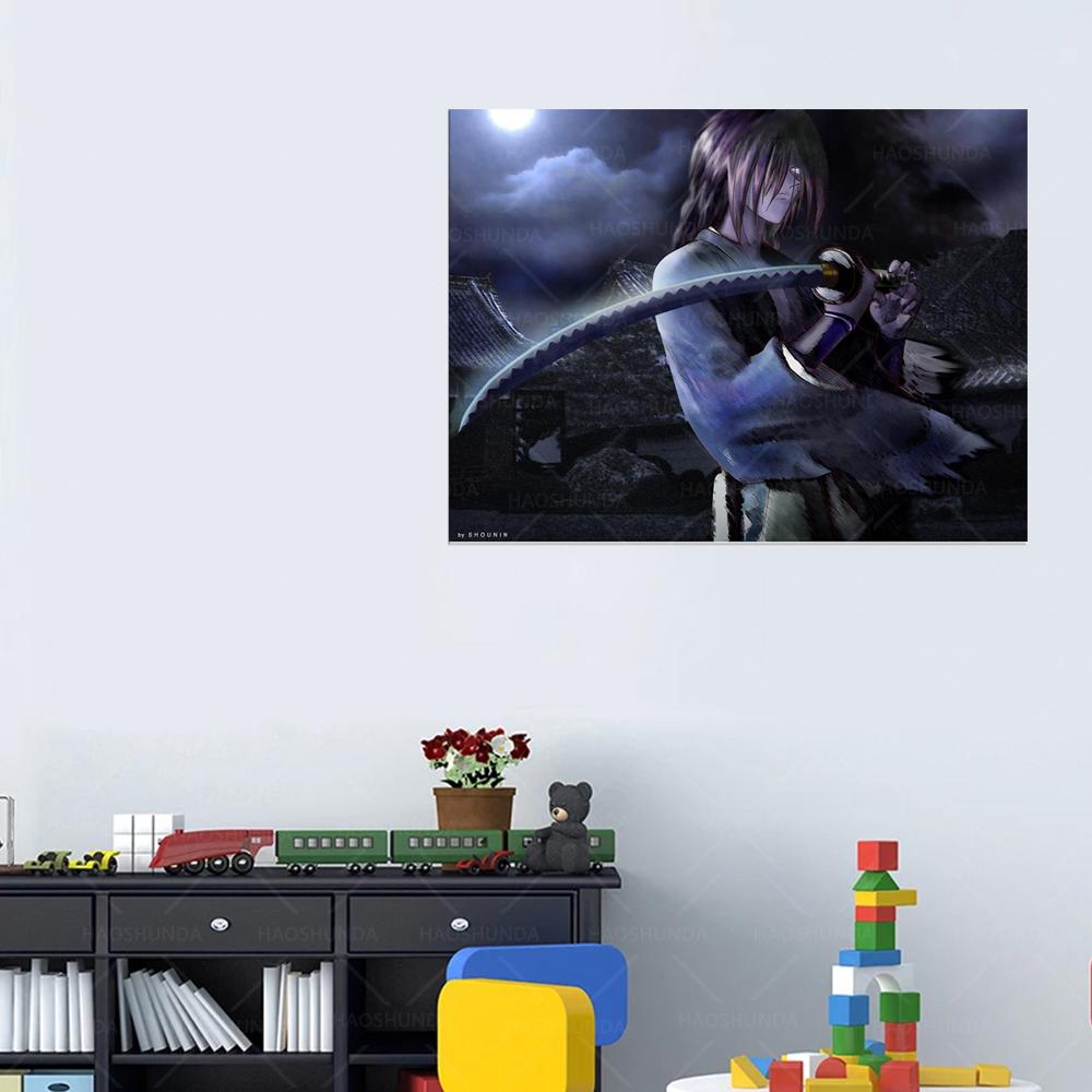 Japanese Anime Rurouni Kenshin Samurai Pop Movie Canvas Art Print Poster Wall Picture Home Decor Painting Frame